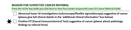 Image of the suspected cancer referral form.